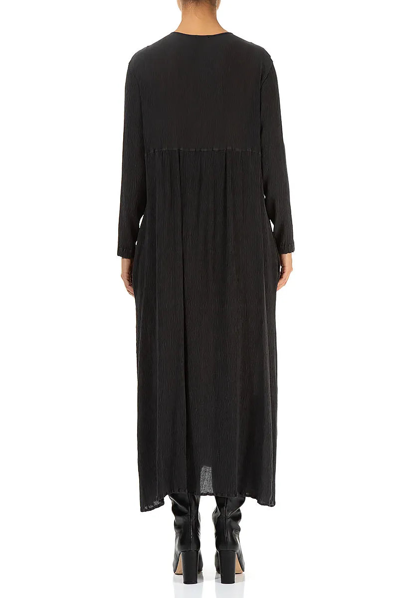 Romantic Graphite Blue Silk Viscose Dress