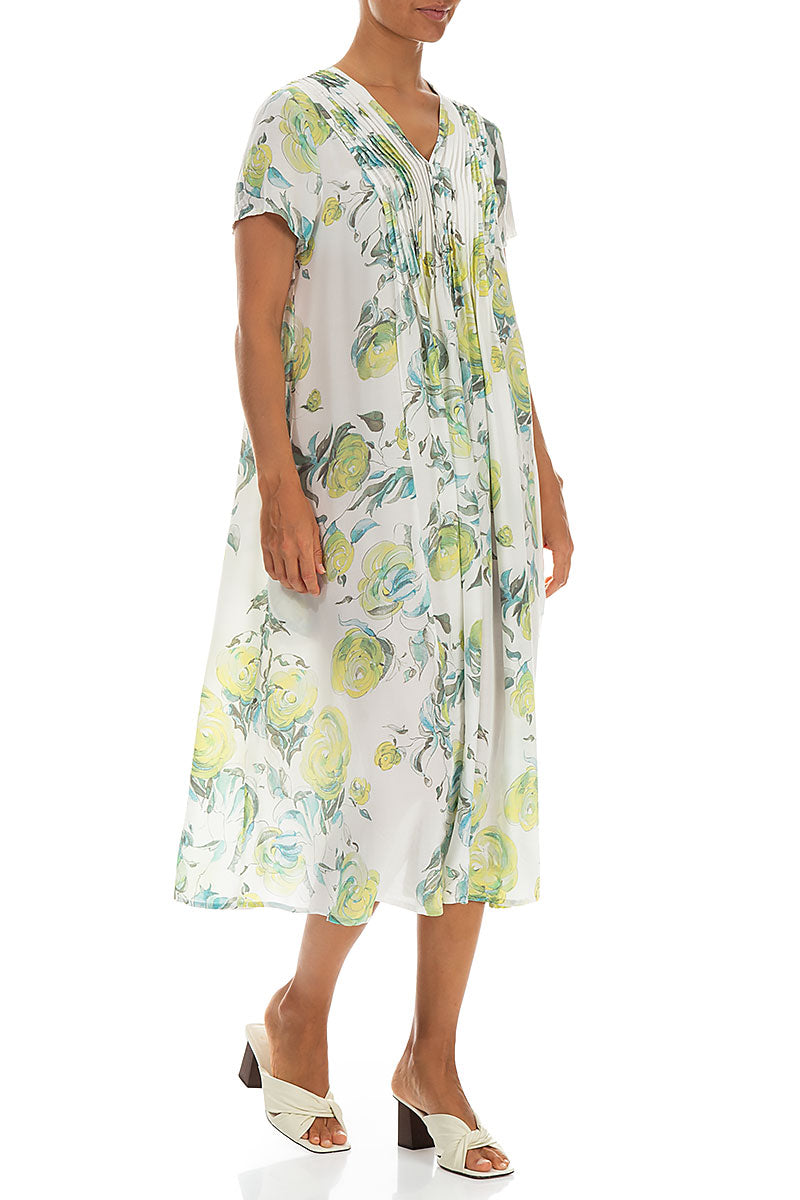 Romantic Lime Rose Silk Bamboo Dress 3