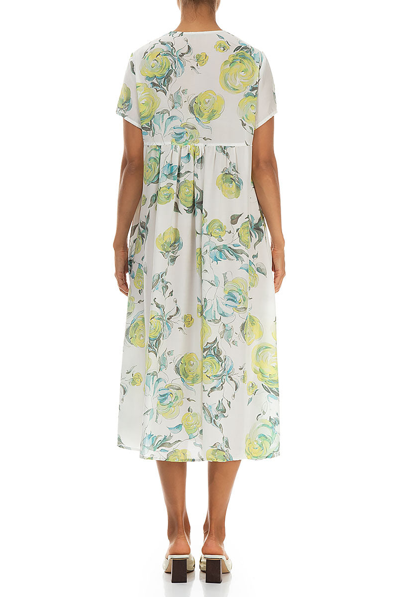 Romantic Lime Rose Silk Bamboo Dress 2