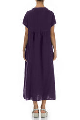 Romantic Royal Purple Linen Dress 2