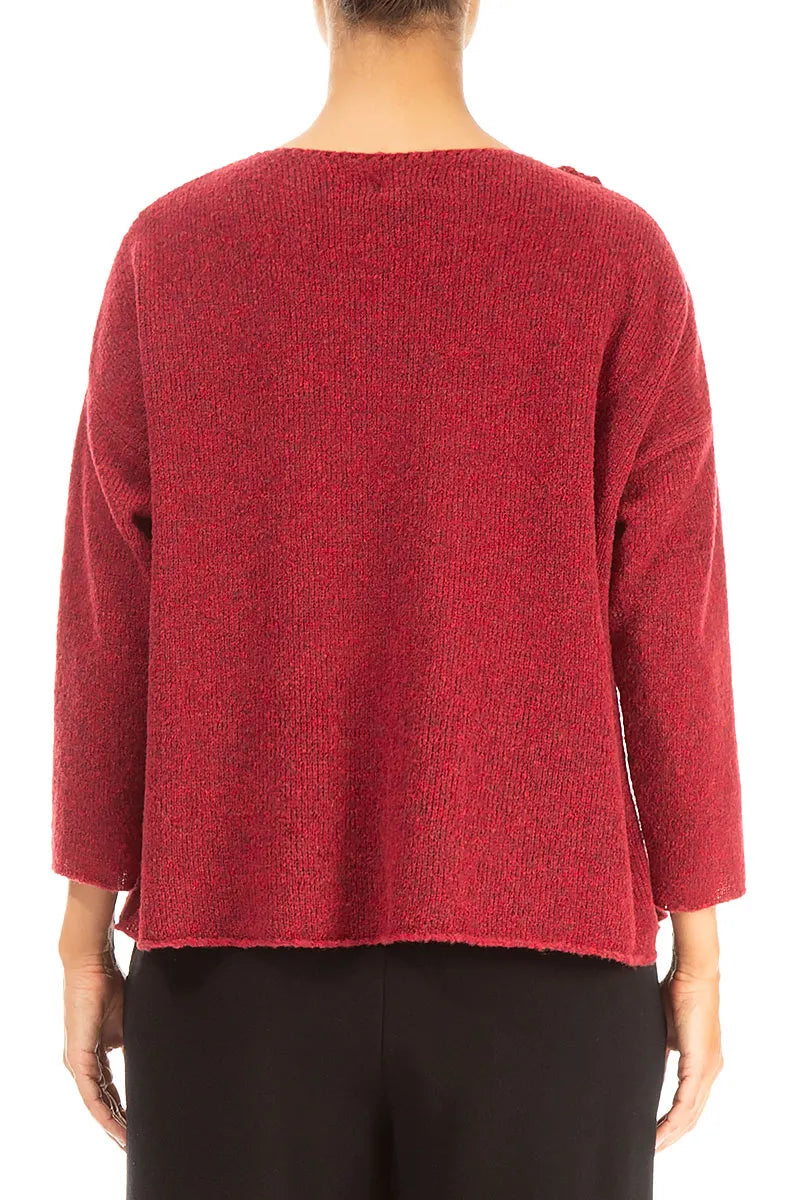 Rosette Ruby Red Wool Sweater 2