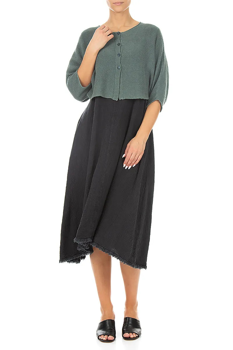 Rounded Sage Linen Cardigan 4