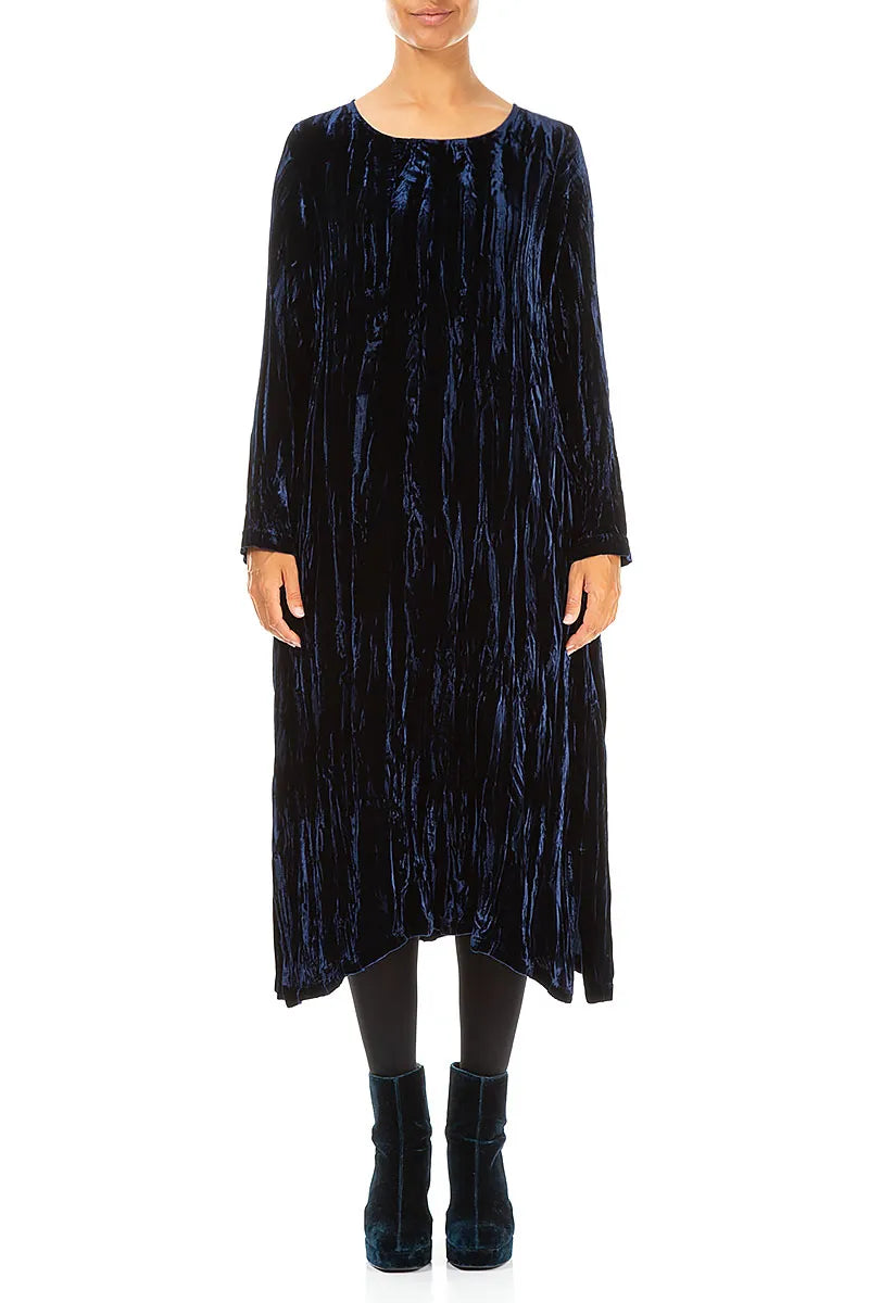 Robe en velours de soie froissé bleu roi