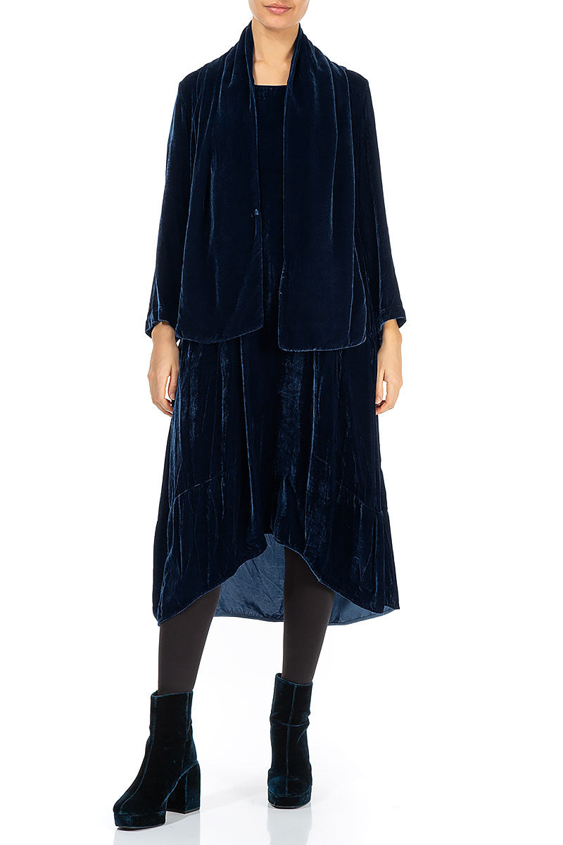 Royal Blue Double Silk Velvet Scarf 2