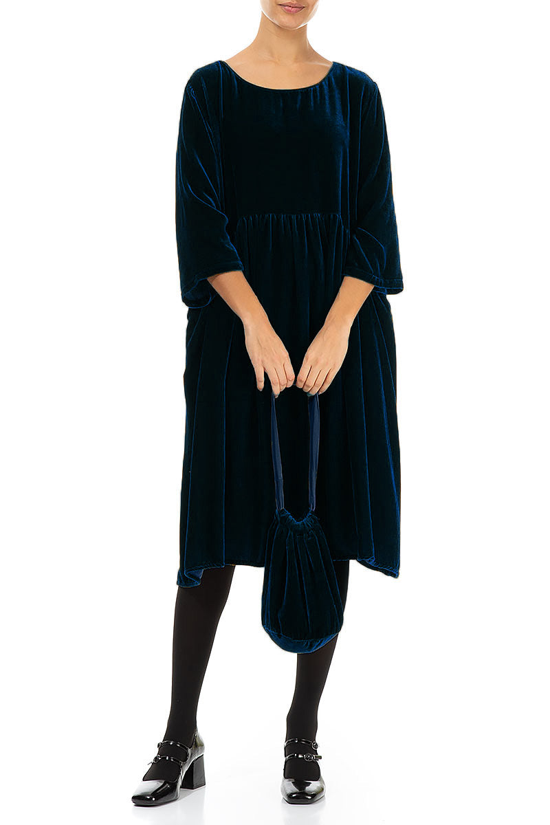 Royal Blue Silk Velvet Evening Hand Bag