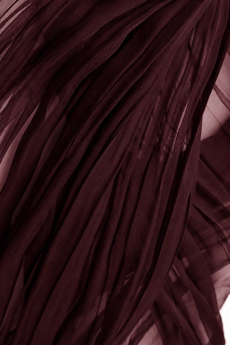 Ruby Crumpled Silk Chiffon Scarf 4