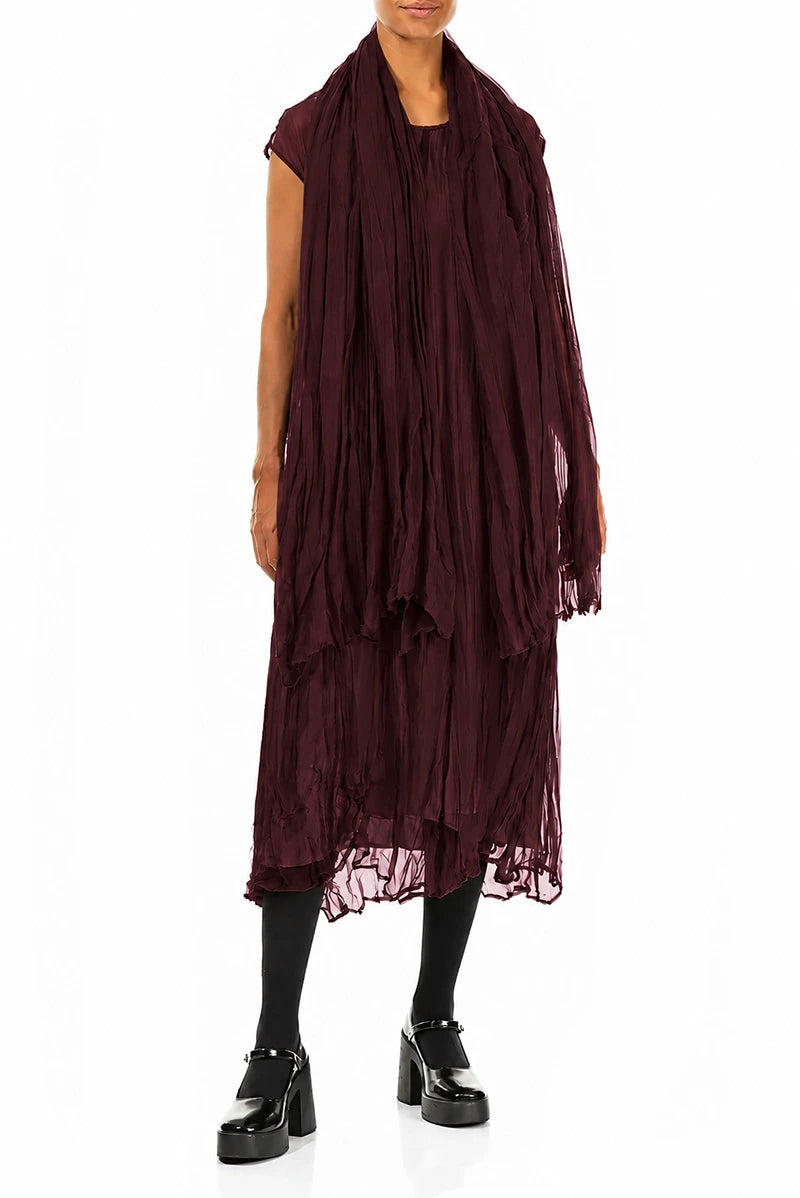 Ruby Crumpled Silk Chiffon Scarf 2