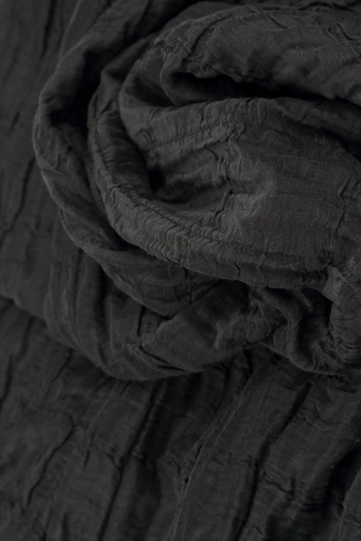 Ruched Crinkled Black Silk Linen Skirt 5