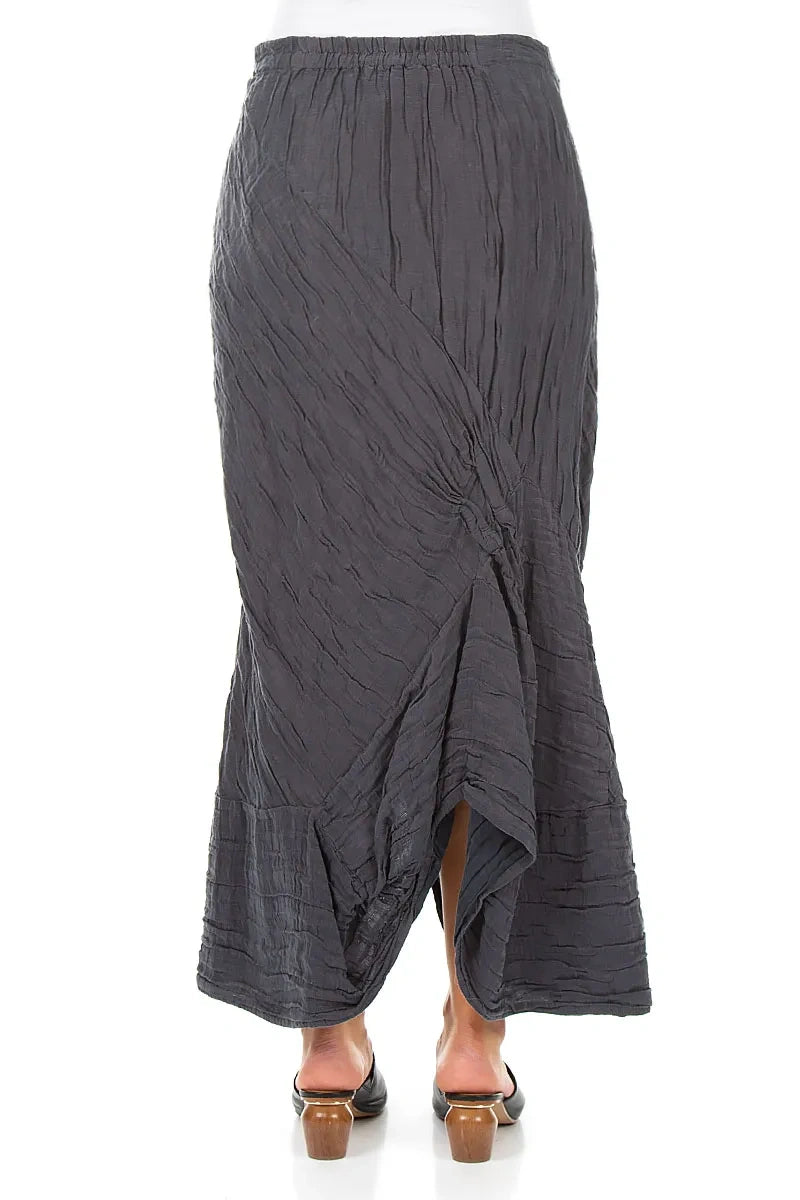 Ruched Crinkled Violet Silk Linen Skirt