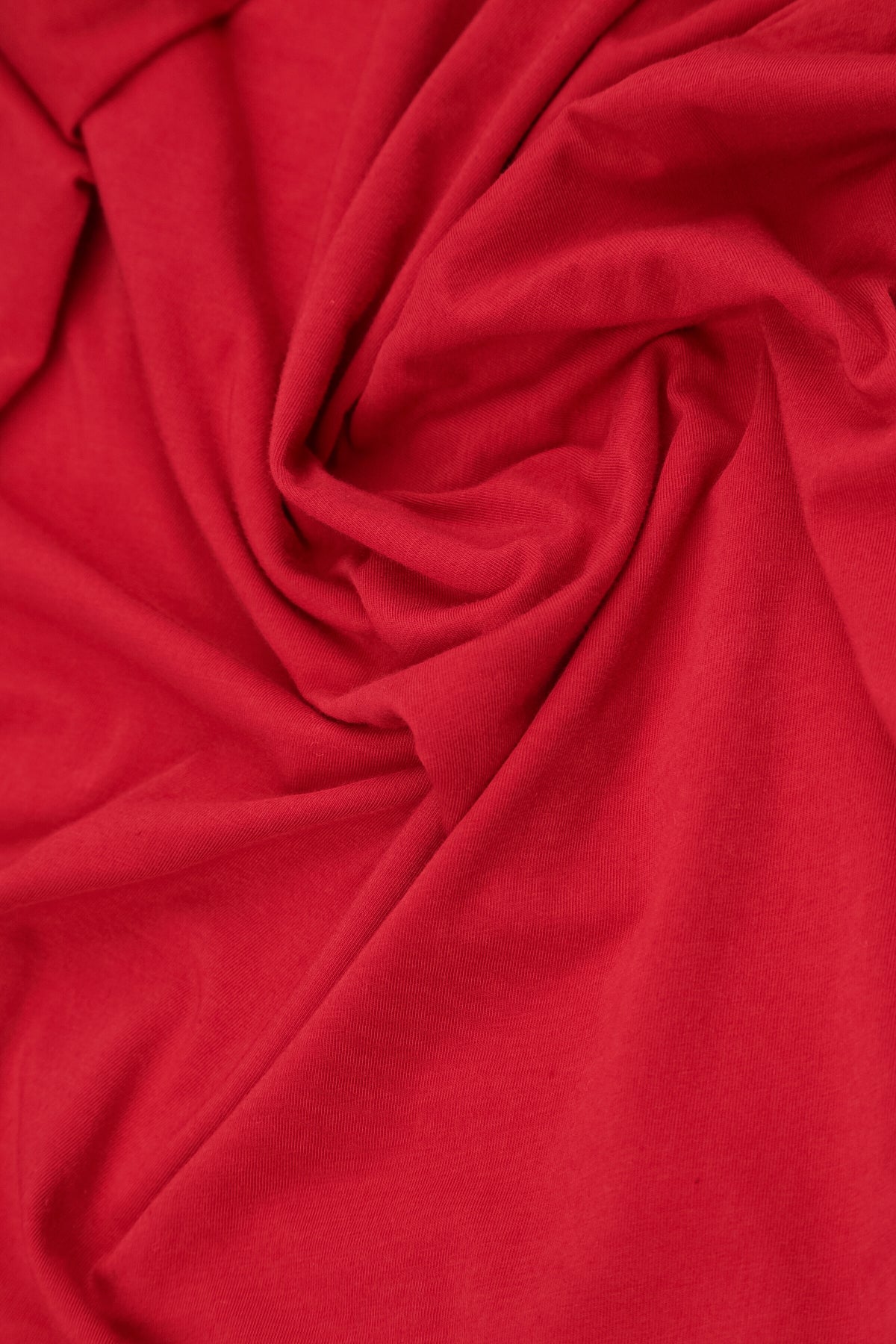 Kirschrote Baumwollbluse mit gerüschter Vorderseite