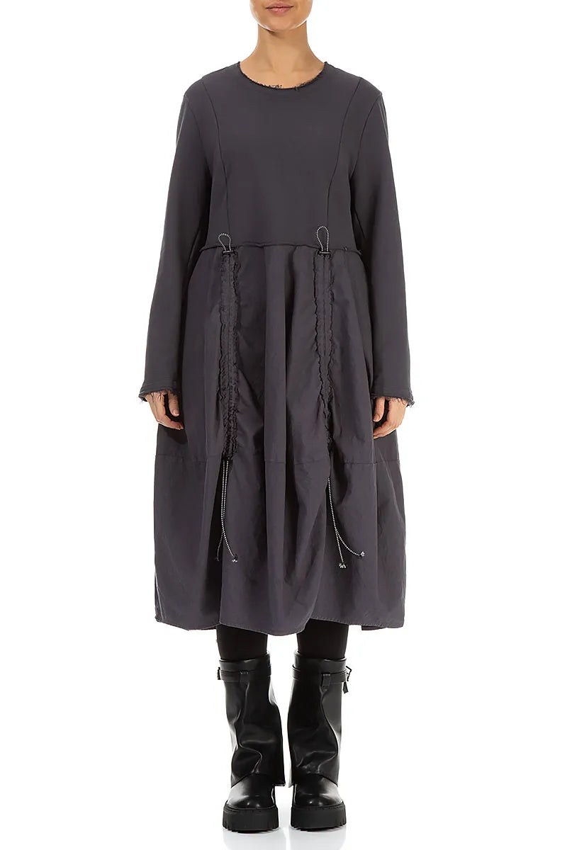 Ruched Graphite Cotton Dress 1