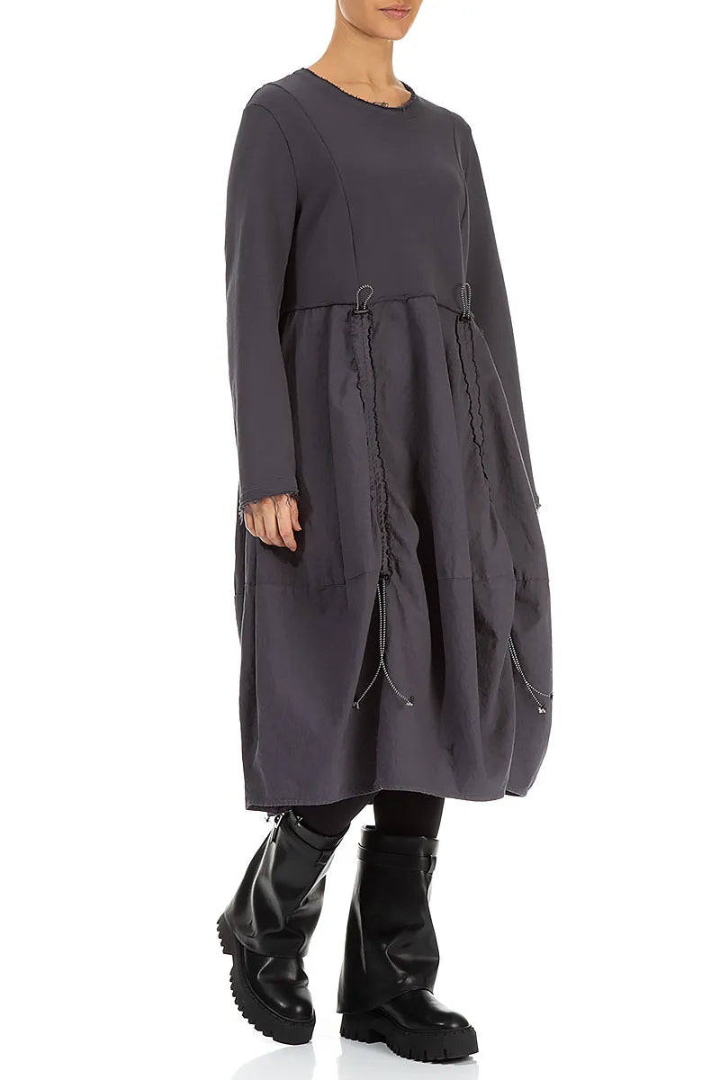 Ruched Graphite Cotton Dress 3