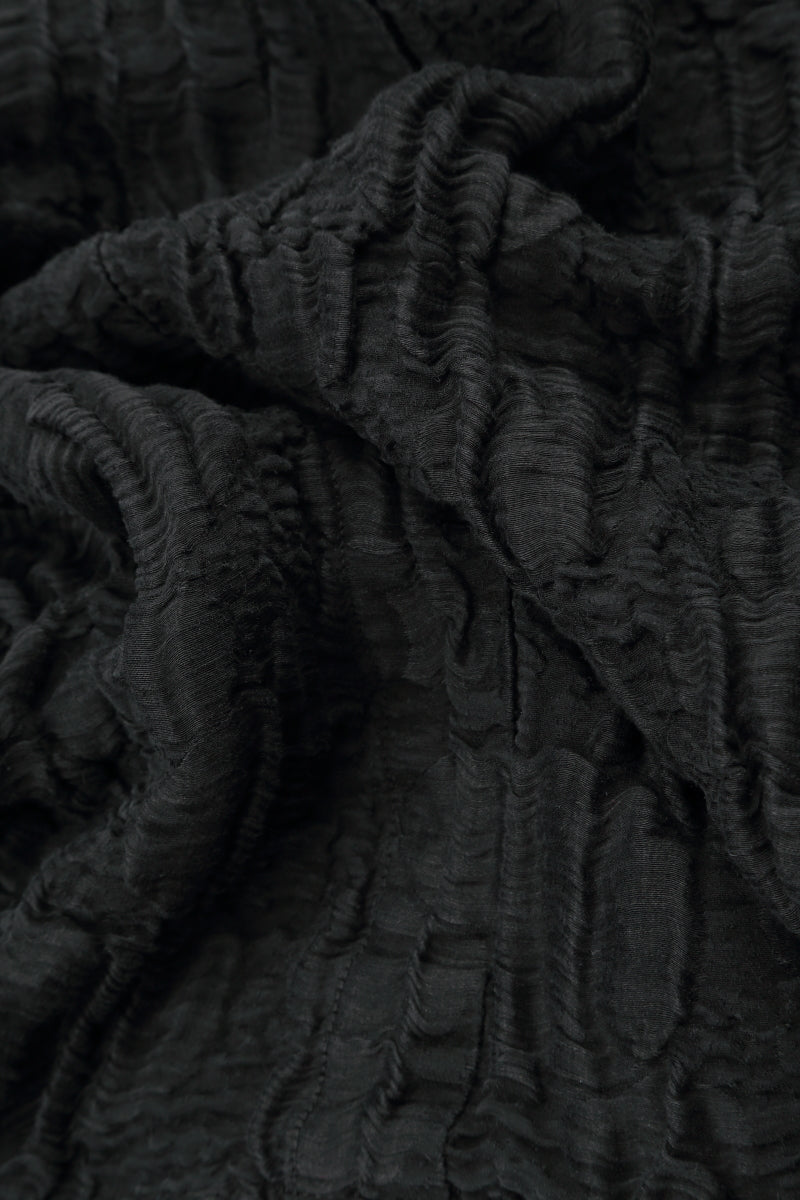 Ruched Hem Black Circle Silk Linen Trousers