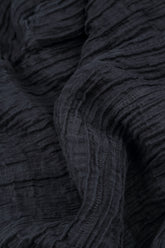 Ruched Hem Graphite Blue Crinkled Silk Linen Trousers 5