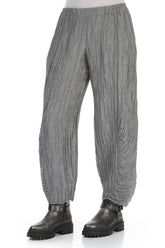 Ruched Hem Silver Crinkled Silk Linen Trousers 3