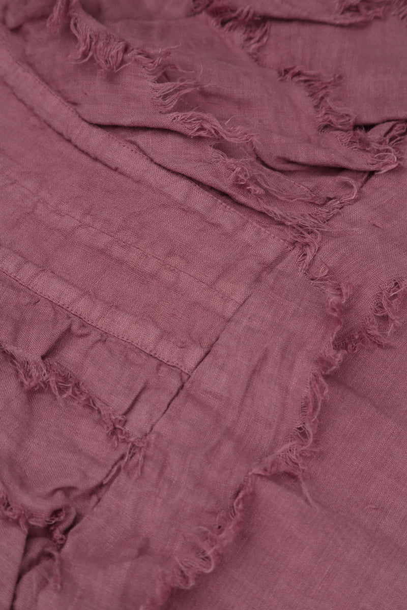 Ruffle Mauve Taupe Linen Dress 5