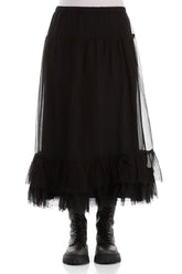 Ruffled Black Silk Chiffon Skirt 1