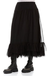 Ruffled Black Silk Chiffon Skirt 3
