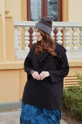 Ruffled Collar Grey Wavy Cotton Tunic 6