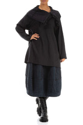 Ruffled Collar Grey Wavy Cotton Tunic 4