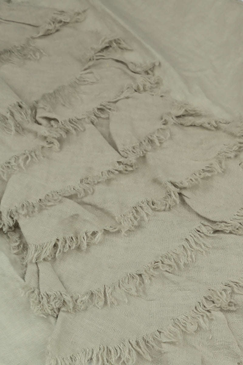 Ruffled Fringed Laurel Green Linen Blouse 5
