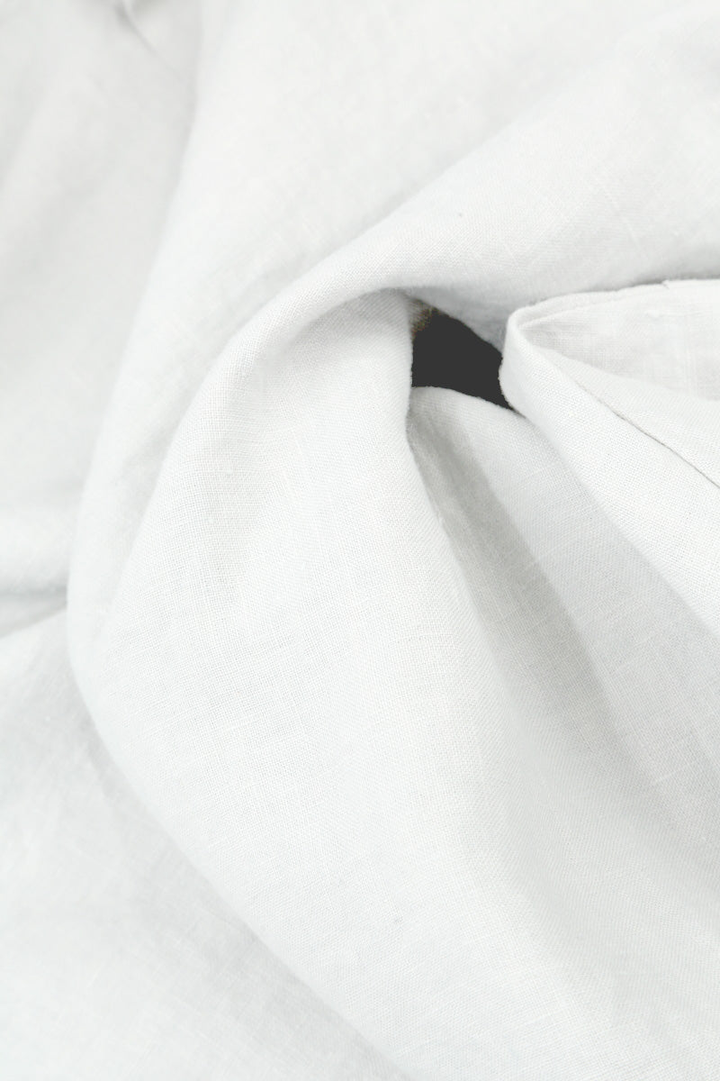 Ruffled Fringed White Linen Blouse 5