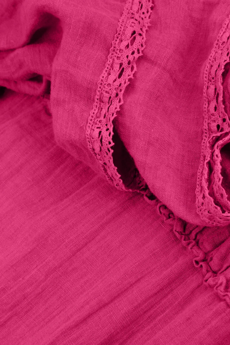 Ruffled Fuchsia Gauze Linen Skirt 5