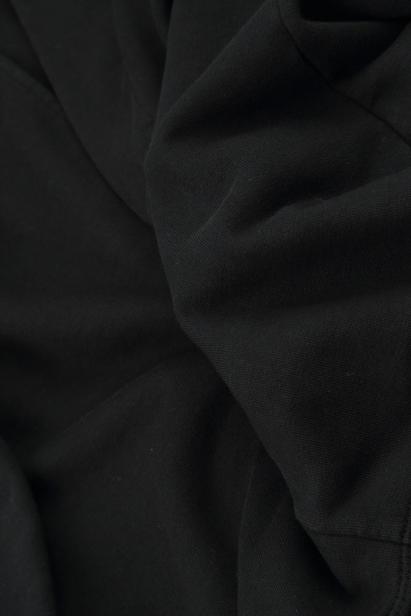 Ruffled Hem Black Cotton Blouse