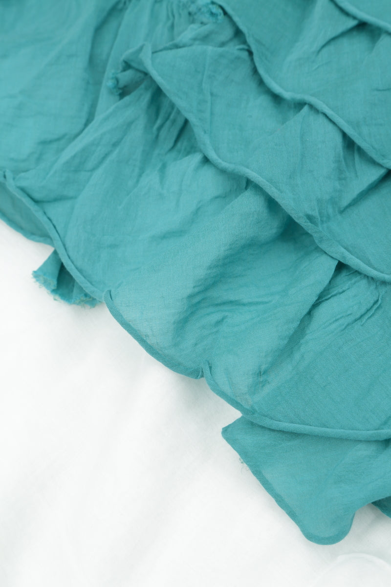 Ruffled Layered Turquoise Silk Cotton Tunic 6