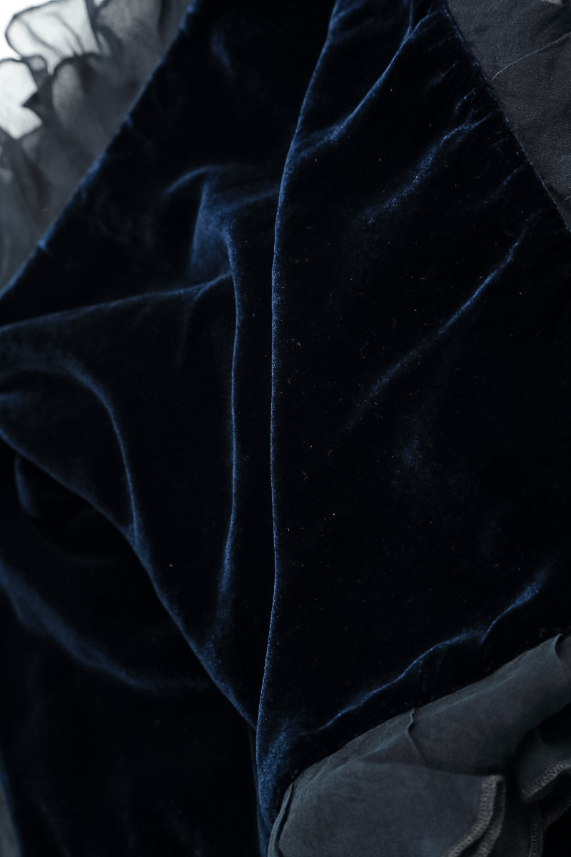 Ruffled Royal Blue Silk Velvet Scarf