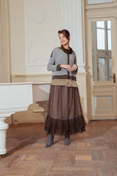 Ruffled Silver Sage Silk Chiffon Skirt 6