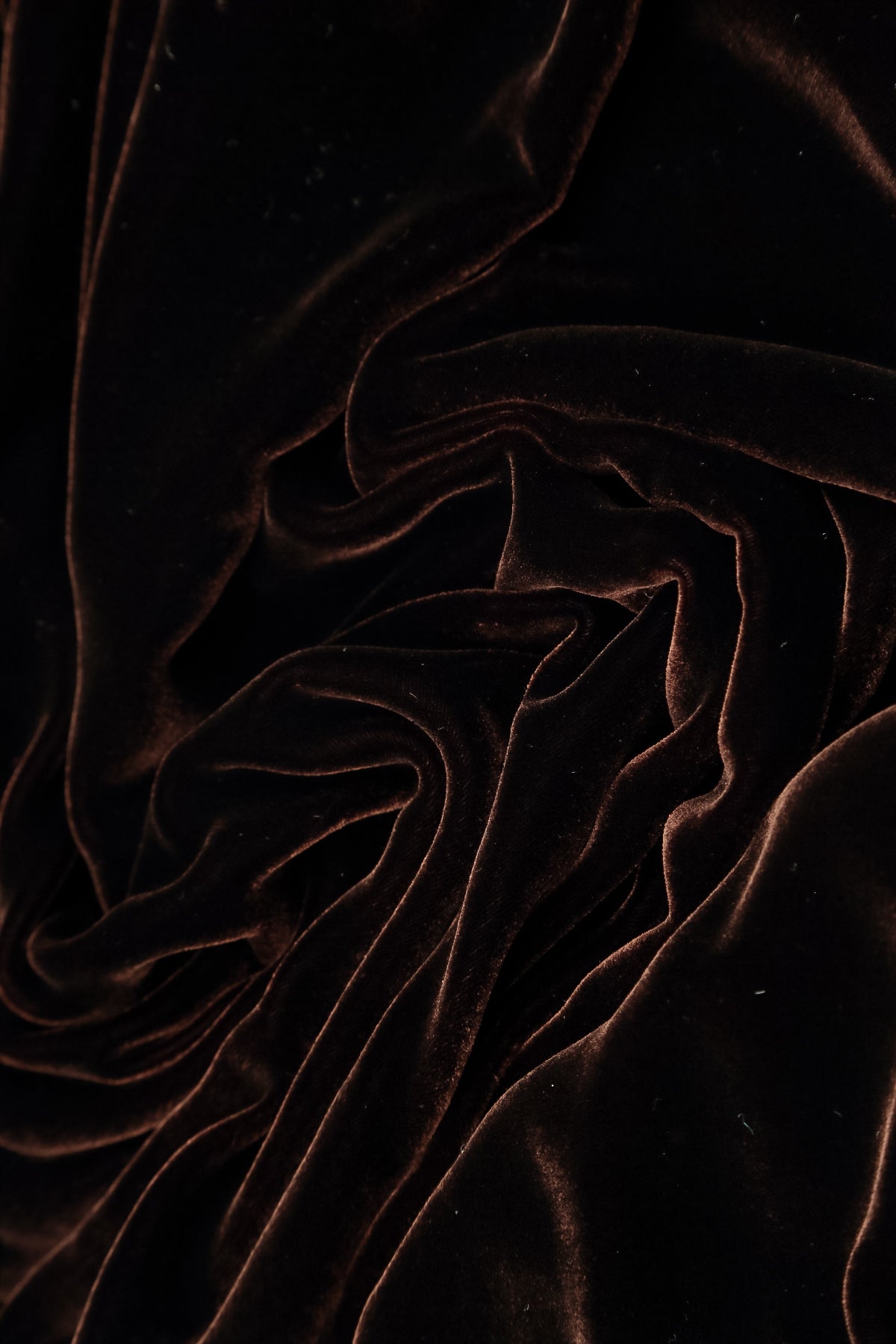 Ruffled Truffle Brown Silk Velvet Scarf