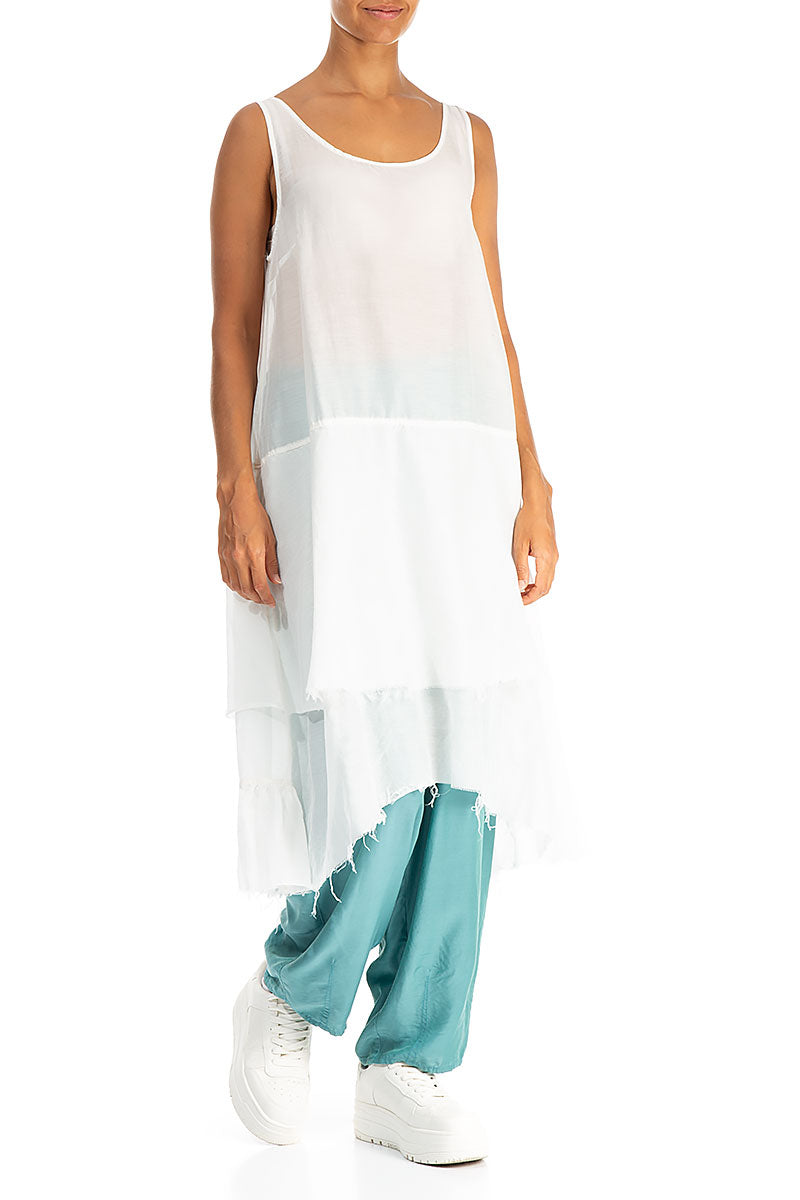 Ruffled Layered Turquoise Silk Cotton Tunic 5