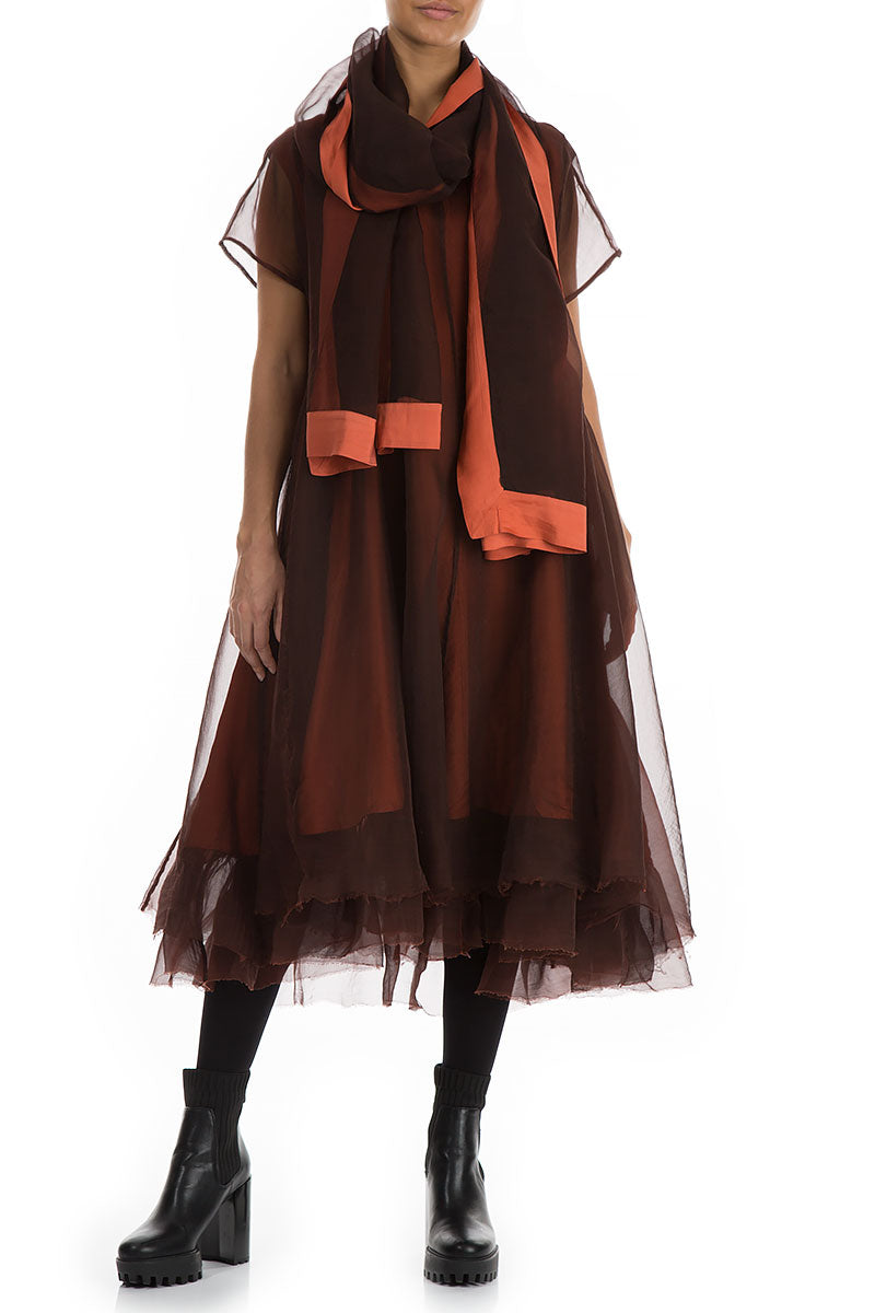 Rust Silk Chiffon Scarf 3