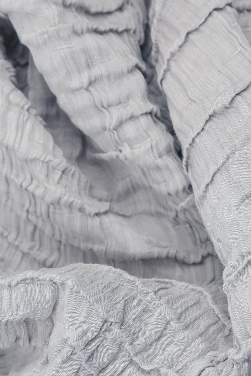 Flared Crinkled Silver Grey Silk Shirt 5