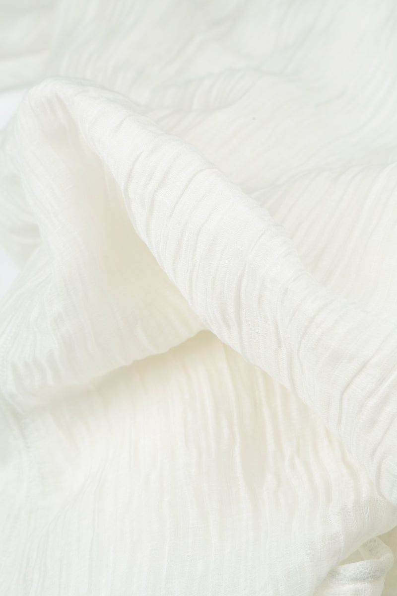 Loose Crinkled Off White Silk Linen Shirt 6
