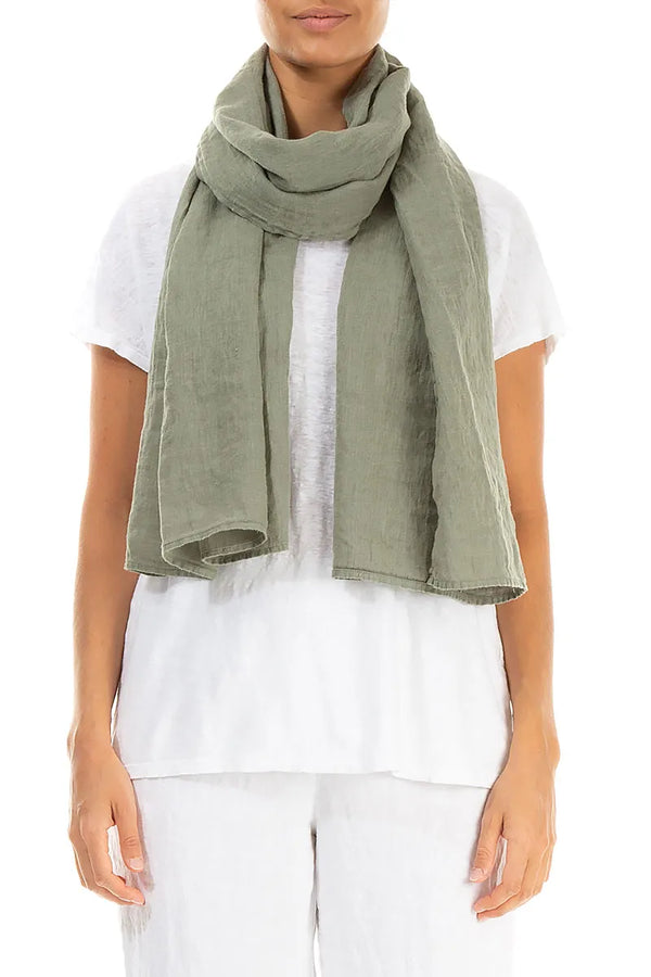 Sage Linen Scarf 1