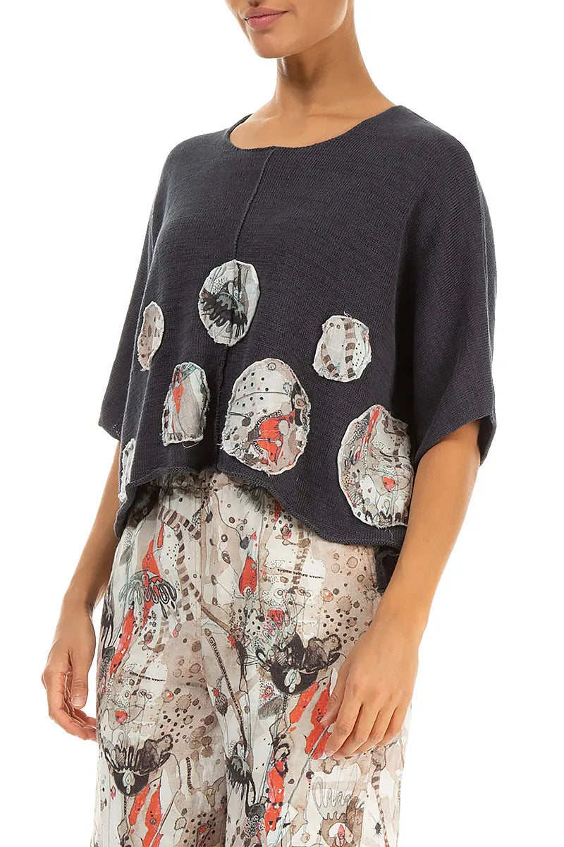 Savannah Patch Décor Graphite Linen Jumper 3