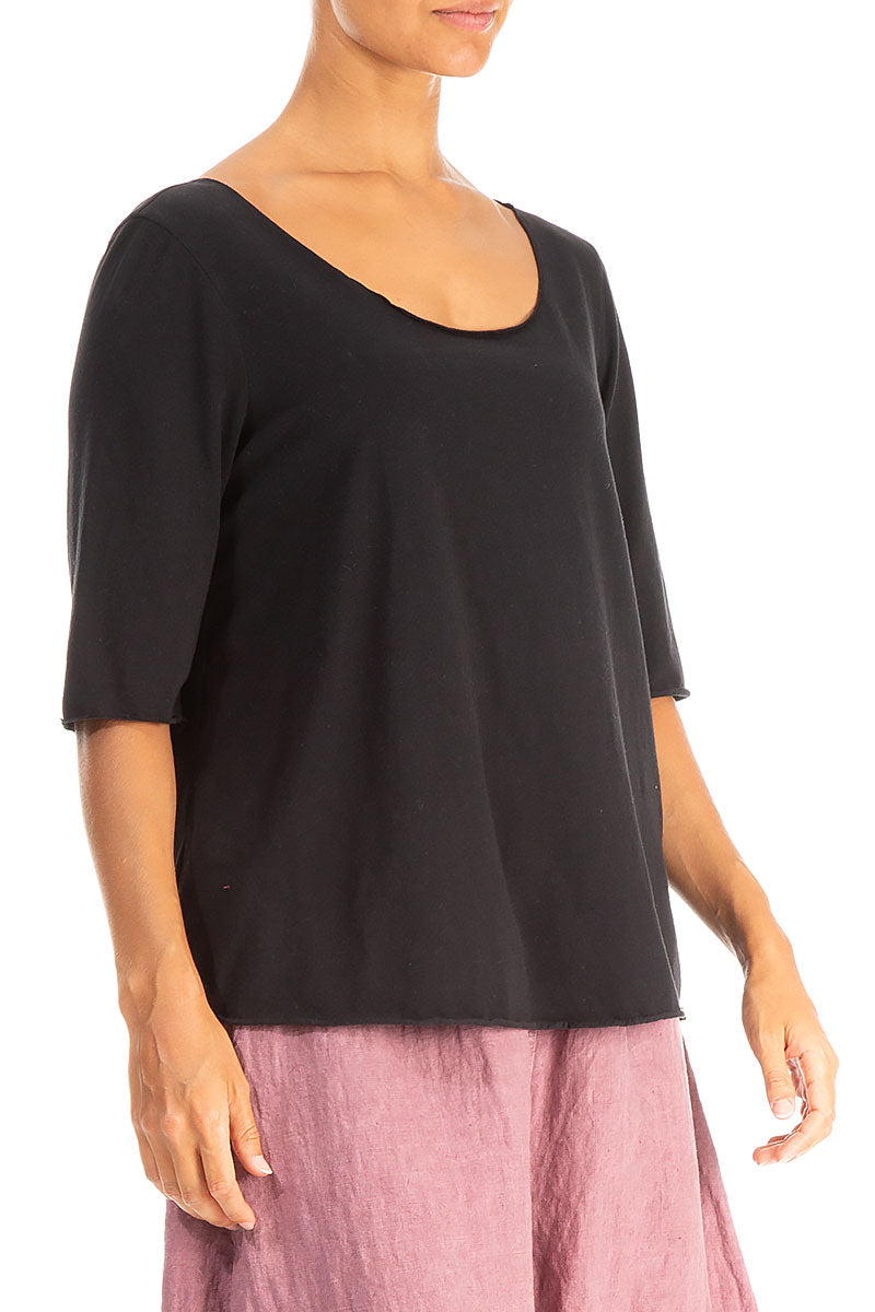 Scoop Neck Black Soft Cotton Top 3