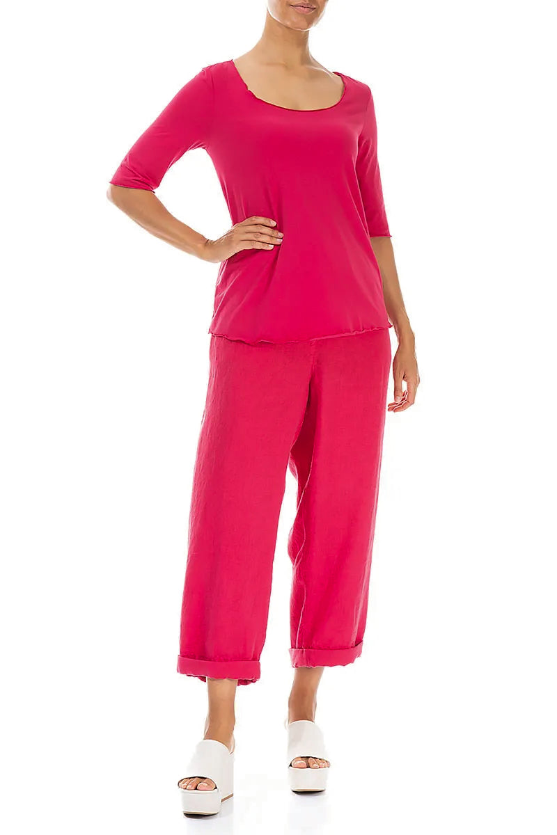 Scoop Neck Raspberry Soft Cotton Top 4