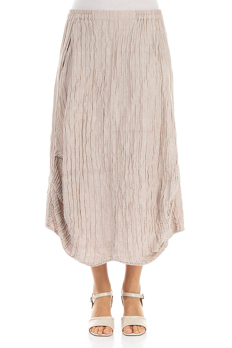 Sculpted Hem Beige Crinkled Skirt 1