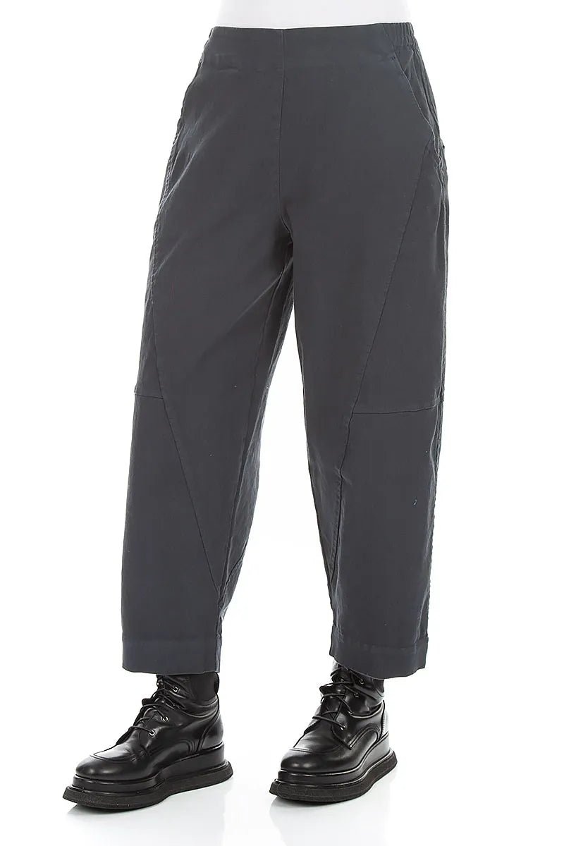 Seamed Slate Denim Cotton Trousers