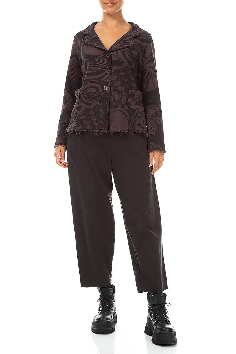 Seamed Truffle Brown Denim Cotton Trousers