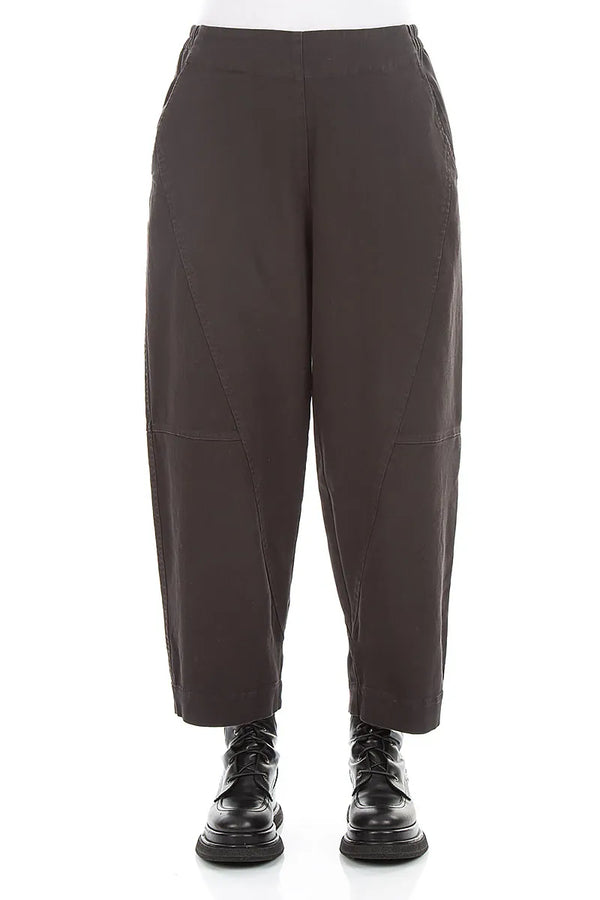 Taillierte Hosen aus warmem anthrazitfarbenem Stretch-Baumwollstoff