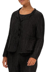 Short Crinkled Black Silk Jacket 3