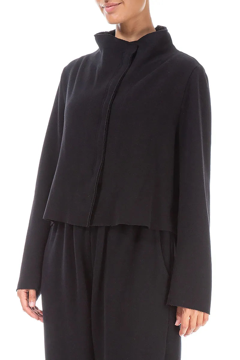 Short Black Cotton Jersey Jacket 3