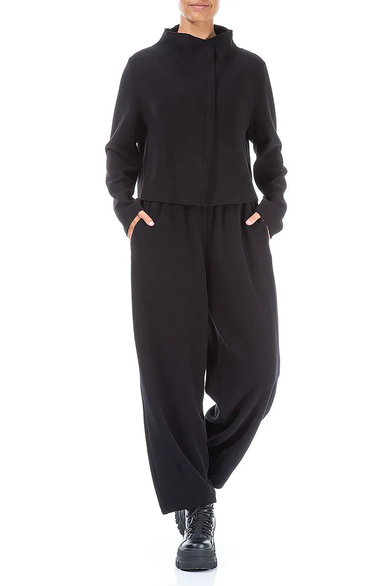 Short Black Cotton Jersey Jacket 4
