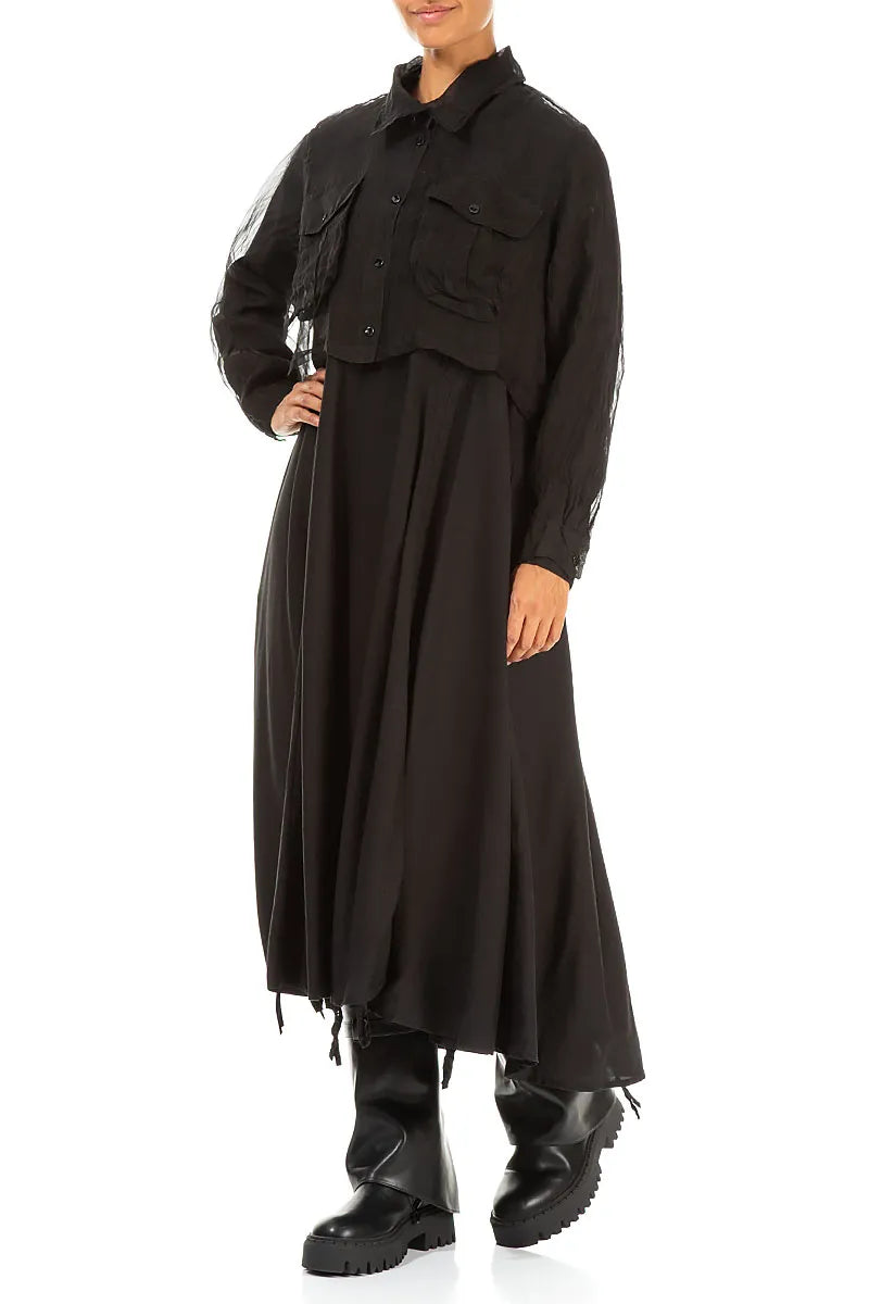 Short Black Silk Chiffon Jacket 4