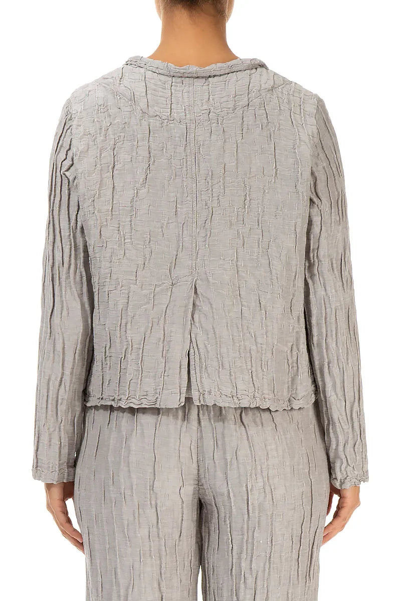 Short Crinkled Beige Silk Jacket