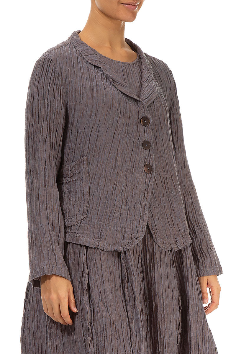 Short Crinkled Truffle Silk Jacket 3